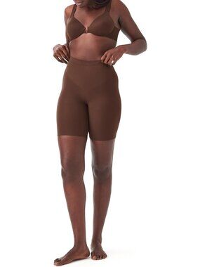 Spanx Women's Chestnut Brown Sculpt Power Series Mid Thigh Short Body Shapewear